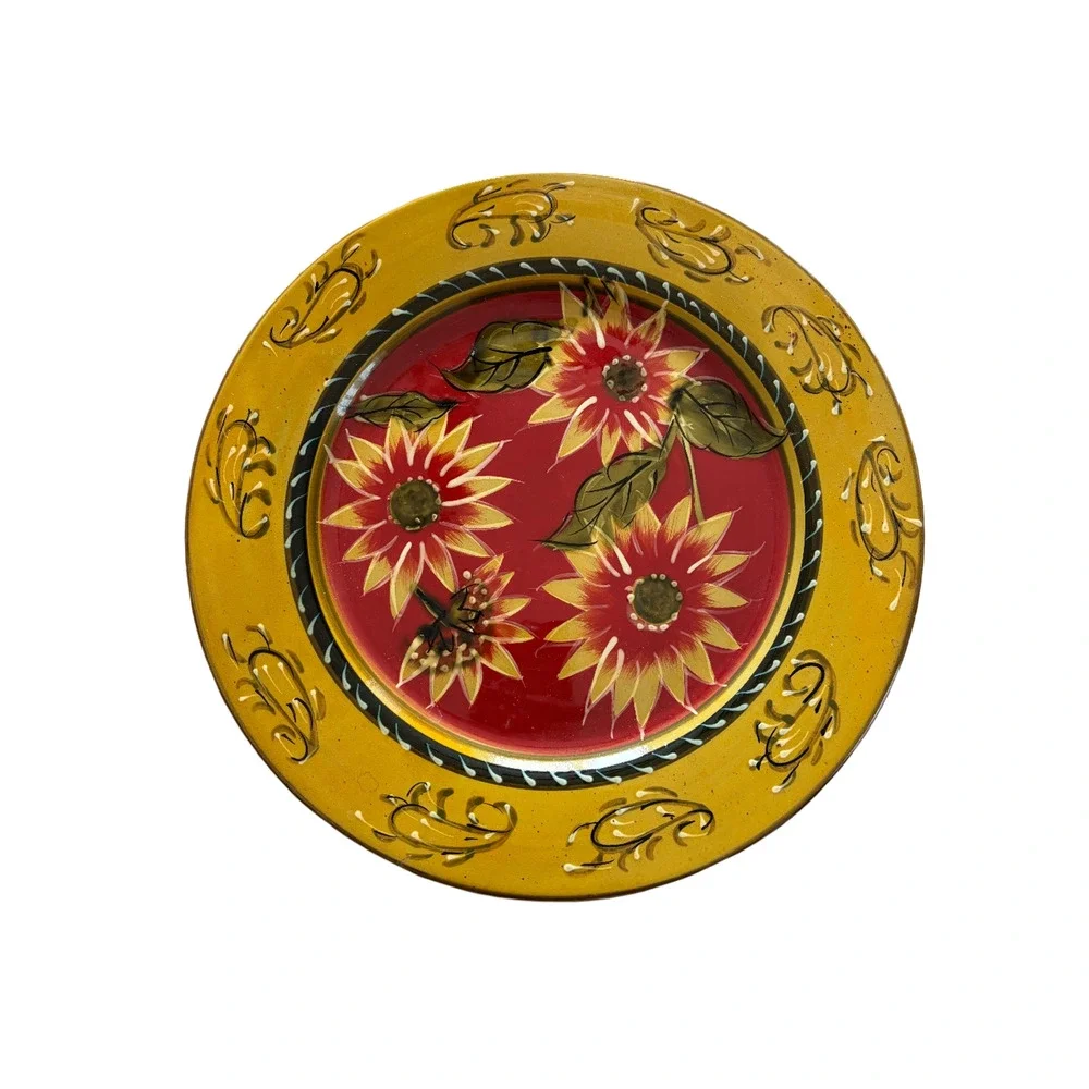 PIER 1 IMPORTS Sunflower Replacement Dinner Plate Hand Painted Terracotta 10.5